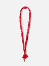Hanami of Rome Red/Brown Leather Bandana Necklace No.52 on a white background. The necklace features a red and white braided fabric and brown leather accents.