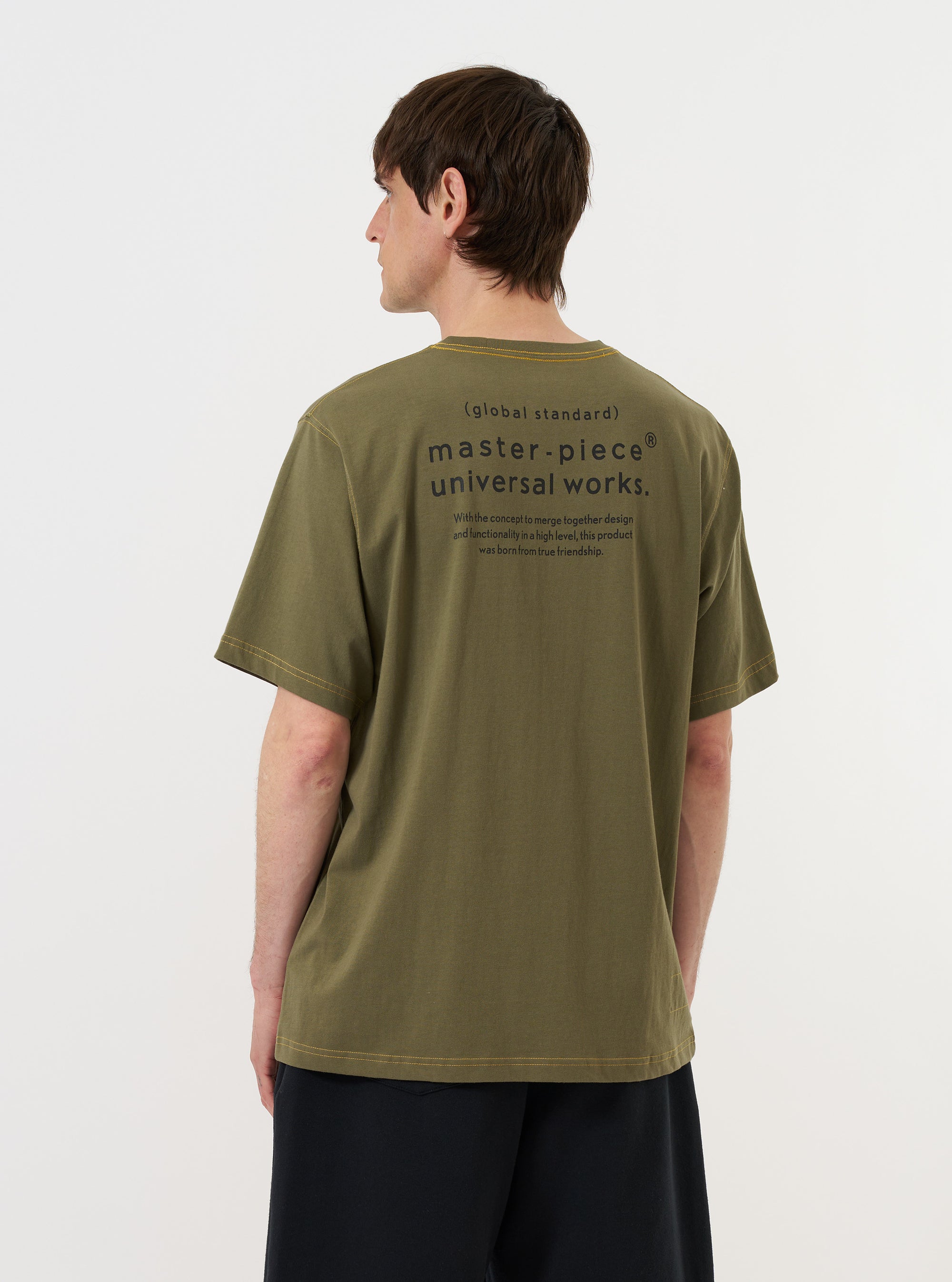 master-piece x Universal Works Olive Single Jersey Print Tee