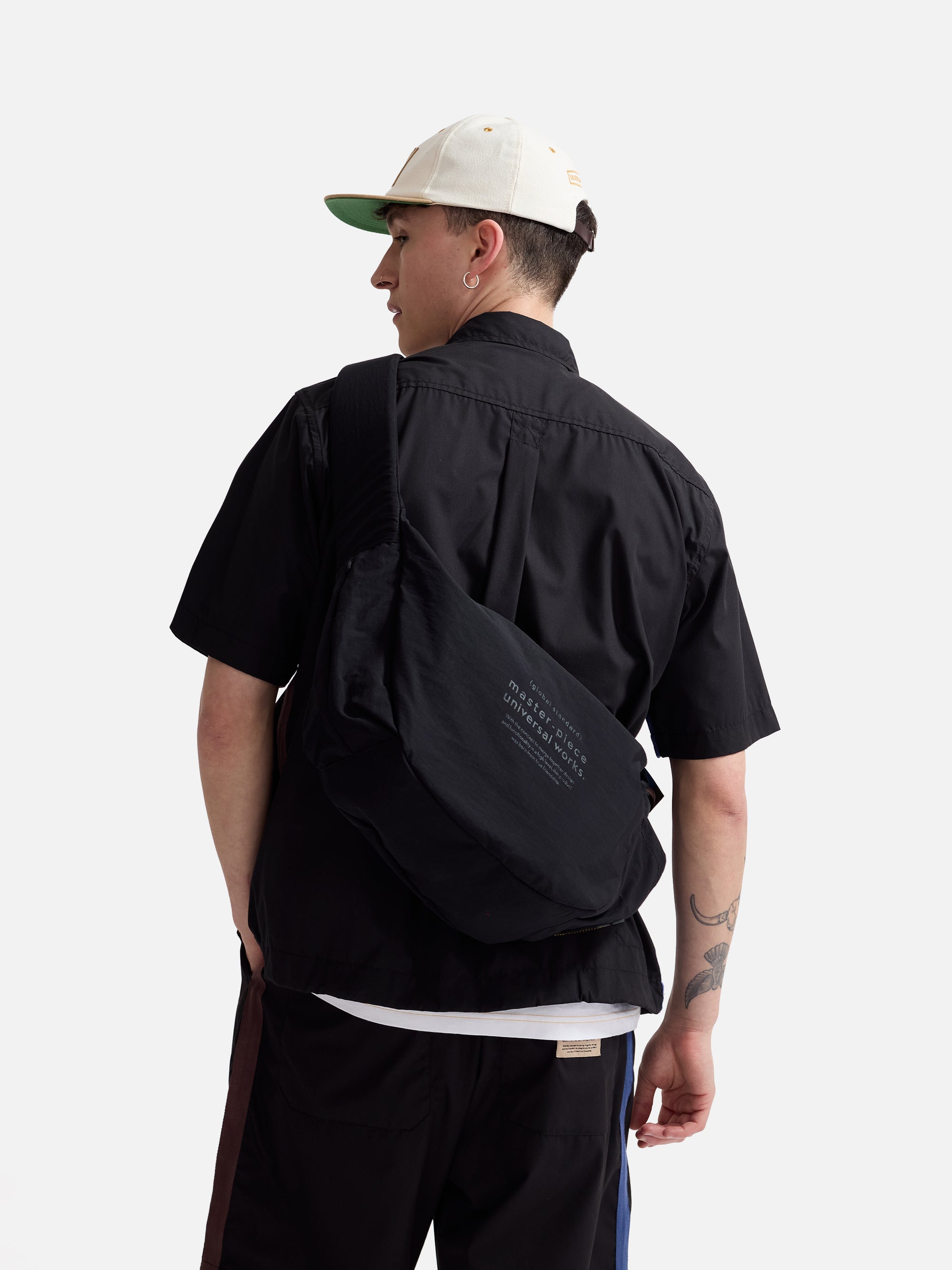 master-piece x Universal Works Black Medium Canvas Shoulder Bag