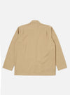 Back view of the Sand Military Cotton Dockside Overshirt on a white background. The sand-colored cotton overshirt has long sleeves and a classic fit.