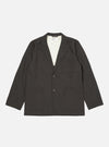 The Brown Marl Tropical Suiting Two Button Jacket is displayed flat against a plain white background. The garment features a two-button front closure, long and wide lapels, two lower patch pockets, and a single chest patch pocket.