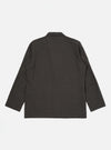 The Brown Marl Tropical Suiting Two Button Jacket is displayed from the back, laid flat against a solid white background. The image highlights the unstructured design, the straight hem, and the clean lines of the two-piece sleeve construction.