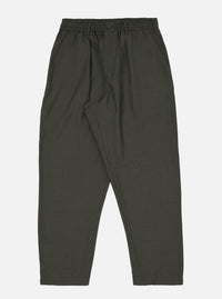 A pair of Olive Marl Tropical Suiting Pleated Track Pants is shown laid flat against a solid white background. The trousers feature a relaxed, tapered fit with a single pleat at the waist, side slip pockets, and an elasticated drawstring waistband.