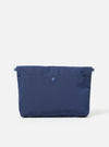 The Topologie x Universal Works Insignia Blue UW Tech Musette Medium bag on a white background. The bag is a deep blue color and made of a smooth, technical material.