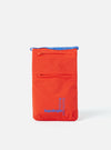 The Topologie x Universal Works Red UW Tech Phone Sacoche on a white background. The red sacoche has blue accents and logos.