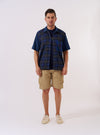Limited Edition Navy Mixed Check Camp Shirt