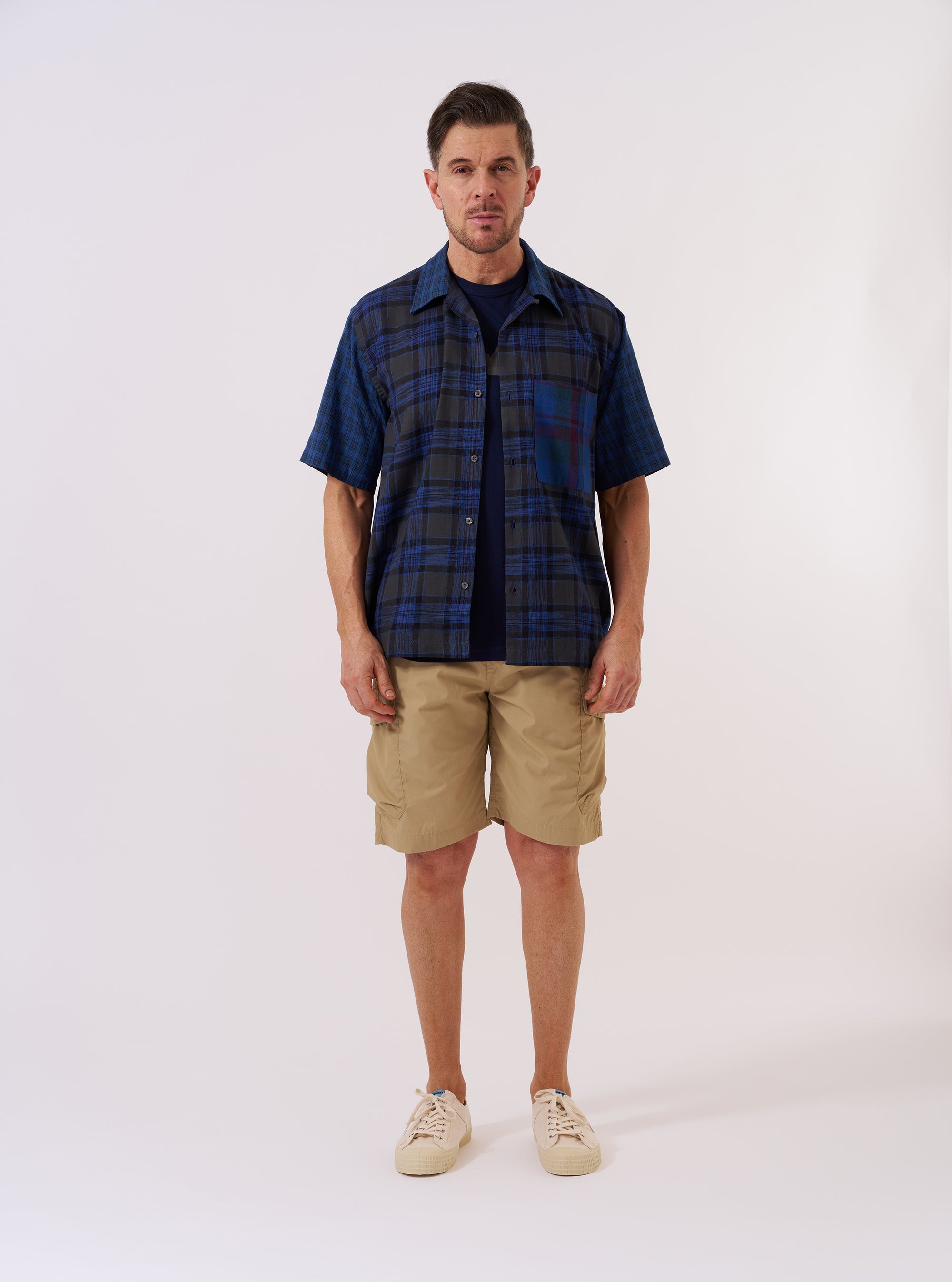 Limited Edition Navy Mixed Check Camp Shirt