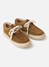 The Wander etc. FD/08 in Tobacco/Off White Suede/Leather is shown from a rear three-quarter angle against a plain white background. The image highlights the hairy tobacco-colored suede upper, the chunky off-white Phylon and rubber outsole, and the branding on the heel. The thick, cream-colored laces are also visible.