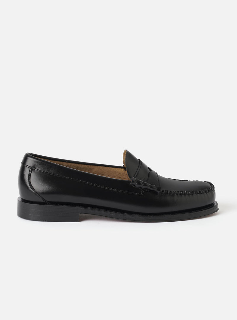 G.H.Bass Black Leather Weejuns Heritage Larson Moc Penny Loafer