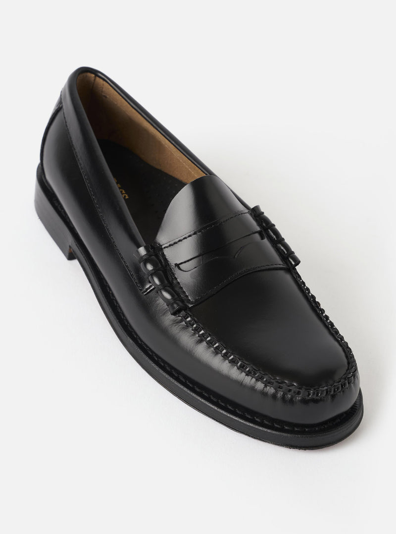 G.H.Bass Black Leather Weejuns Heritage Larson Moc Penny Loafer