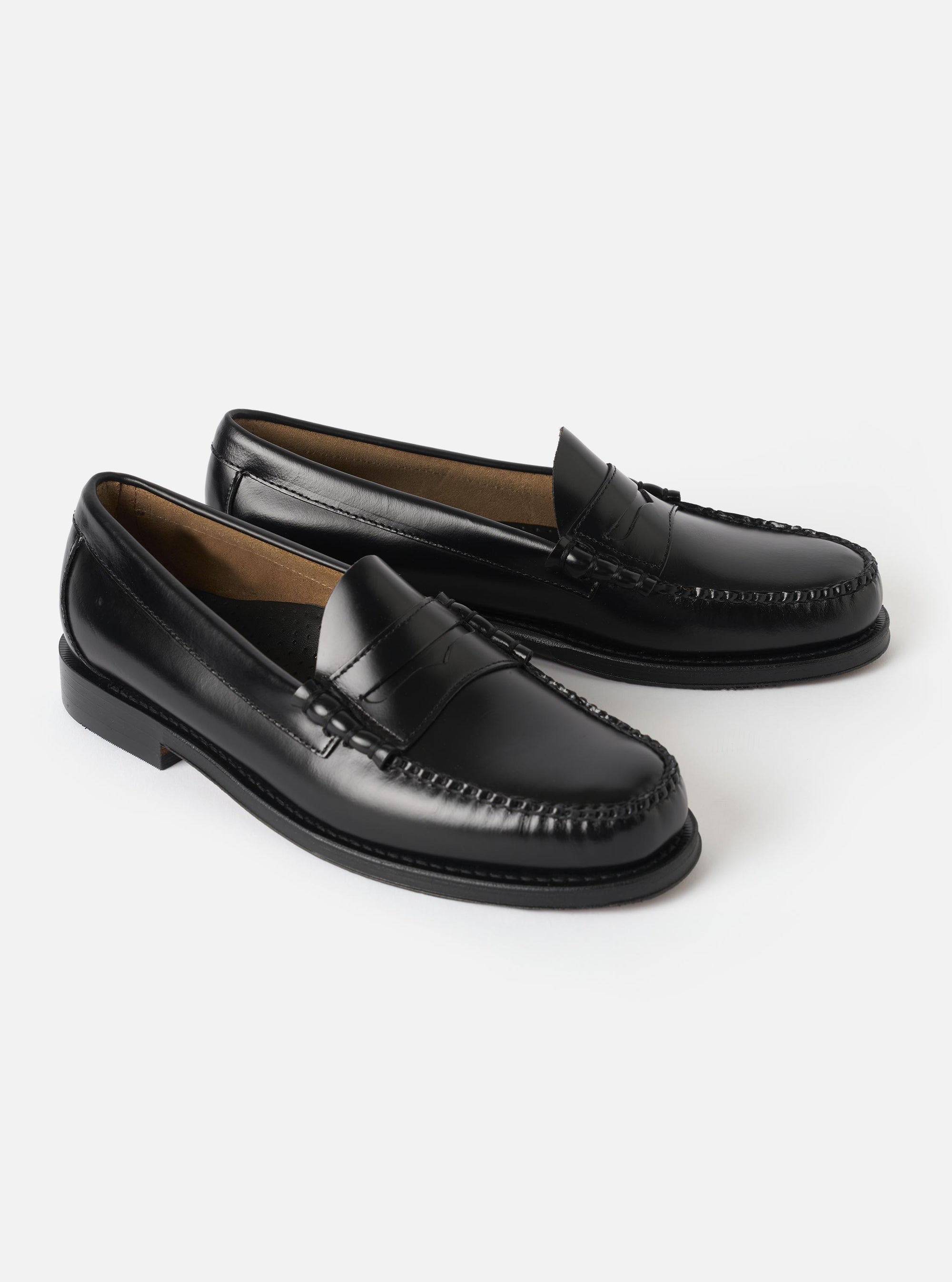 G.H.Bass Black Leather Weejuns Heritage Larson Moc Penny Loafer