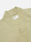 Close up of the pale green Broadcloth Osaka Work Jacket on a white background. The jacket features geometric stitching detail around the collar.