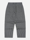 Back view of Indigo Hickory Stripe Denim Duke Pant on a white background. The denim pants have a relaxed fit with vertical stripes.