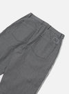 Close-up of the Indigo Hickory Stripe Denim Duke Pant, showcasing the denim material and striped pattern on a white background.