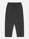 The Navy Mitla Print Cotton Hi Water Trouser on a white background. These stylish trousers feature a navy and brown geometric print and a comfortable, relaxed fit.