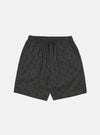 The Navy Mitla Print Cotton Simple Short is displayed on a white background. The shorts are a simple fit and feature a navy and brown geometric print.