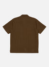 Back view of the Brown Dobby Self Stripe Camper Shirt on a white background. The shirt is brown with a self stripe pattern.