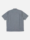 Back view of the Grey End On End Cotton Utility SS Shirt on a white background. The shirt is a relaxed fit with short sleeves and white piping.