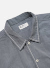 Close-up of the Grey End On End Cotton Utility SS Shirt on a white background. The shirt is cotton with white contrast stitching on the collar and placket.