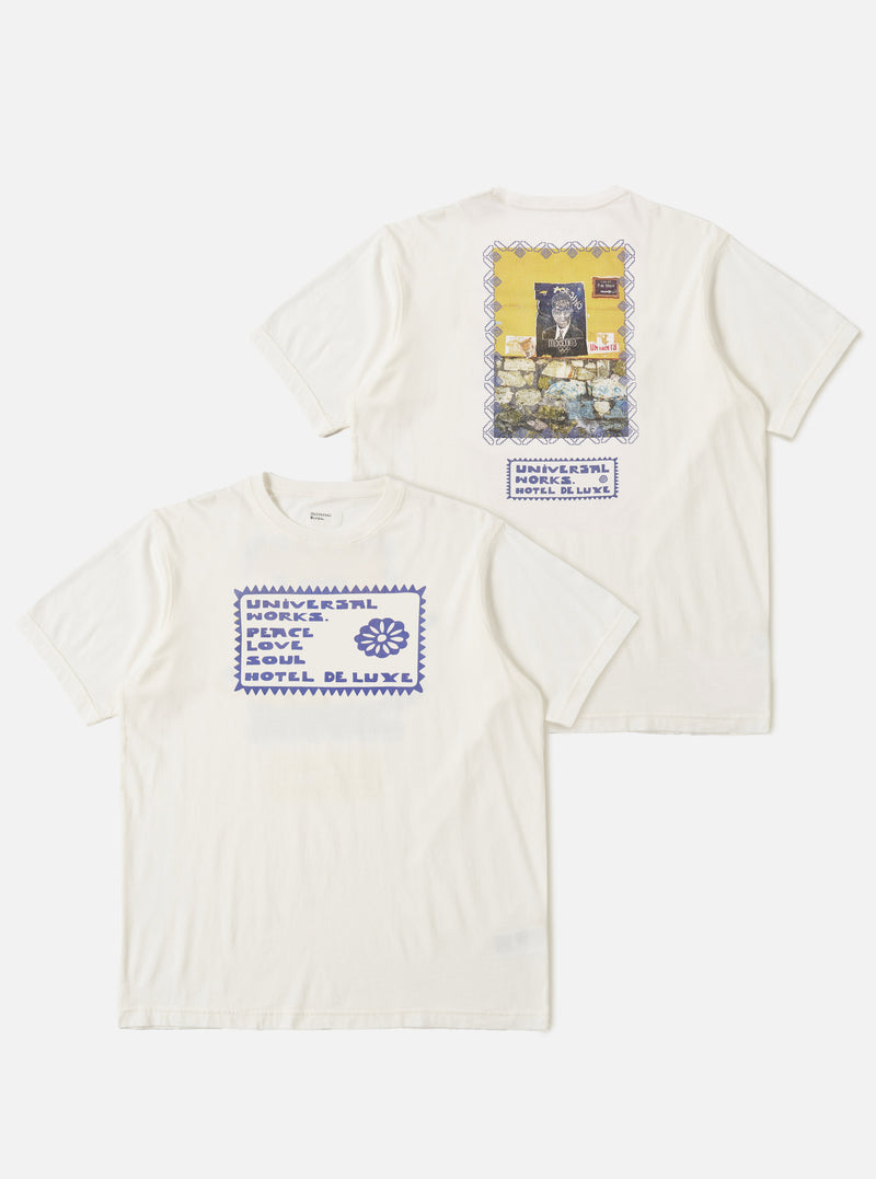 Ecru/Yellow Single Jersey Pickup Print Tee on a white background. The tee features a graphic print on the front and back. The material looks soft and comfortable.