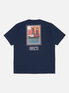 Navy/Pink Single Jersey Pickup Print Tee on a white background. The tee has a graphic of a pink and white truck on the back.
