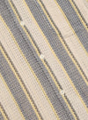 Close-up of the Grey/Yellow Cotton Lattice Road Shirt. The shirt features a lattice pattern with grey, yellow, and white stripes. Made of cotton, with white buttons. 