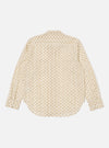The Camel Mitla Weave Work Shirt, back view, on a white background. Beige fabric with brown woven pattern. Long sleeves, buttoned cuffs. Casual fit.