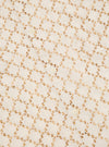 Close-up of the Camel Mitla Weave Work Shirt.  The shirt is white with a brown woven pattern.  It has a button-down front and a chest pocket.