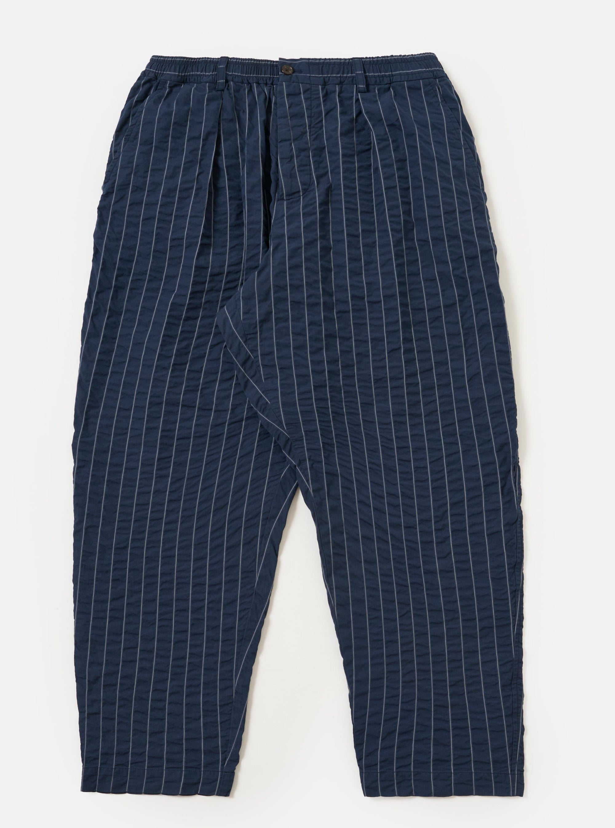 Navy Chester Stripe Pleated Track Pant