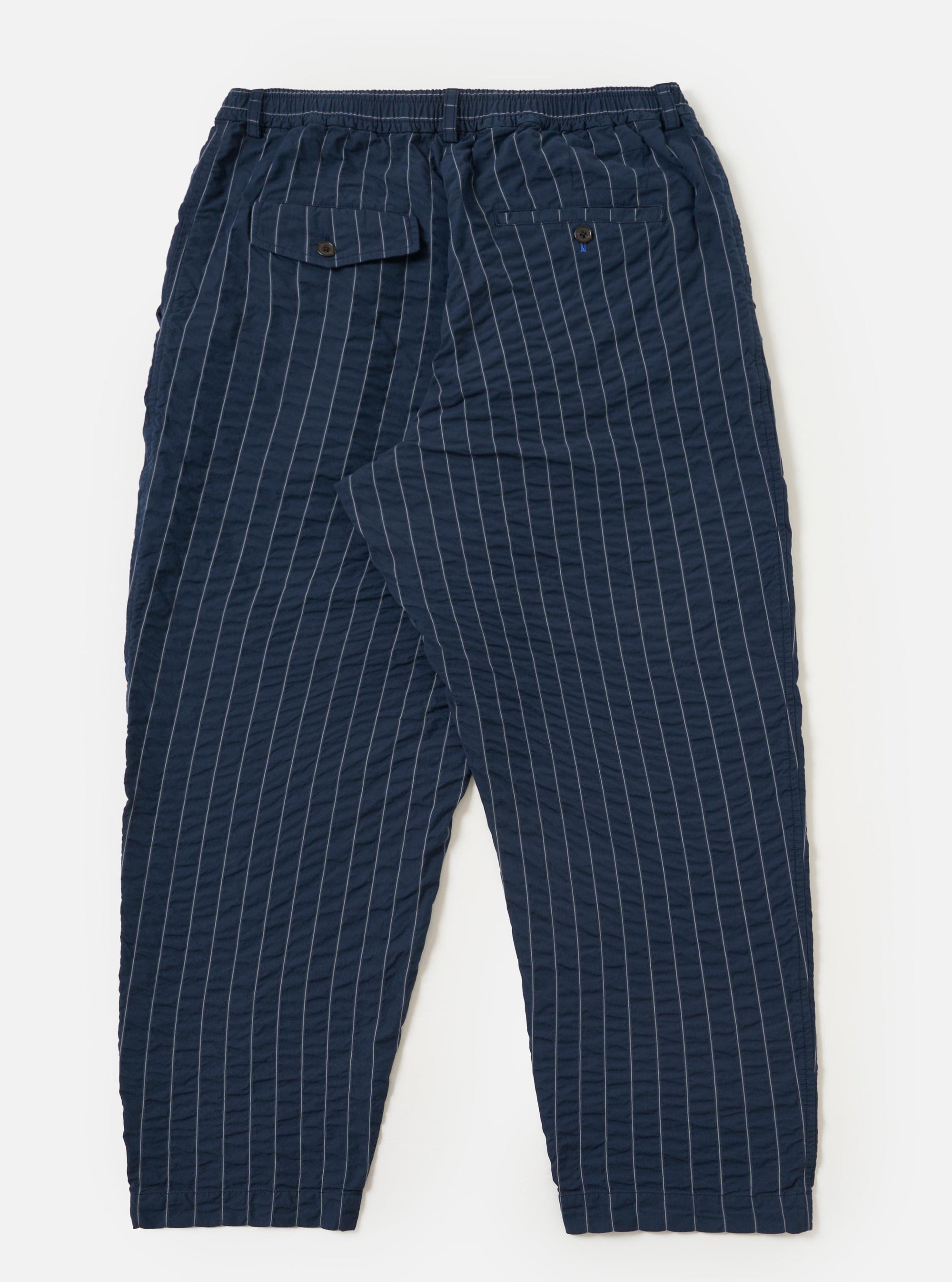 Navy Chester Stripe Pleated Track Pant