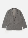 The Mid Grey Linen Slub Weave Two Button Jacket is shown as a flat lay against a solid white background. The jacket features a notch lapel, a two-button front closure, and two large patch pockets at the waist. The mid-grey fabric has a visible, textured slub weave throughout.