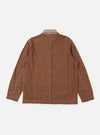 A Brown Meco Denim OG Bakers Jacket is shown from the back, laid flat against a plain white background. The image highlights the central back seam, the two-piece sleeves, and the straight hem of the loose-fitting chore jacket.