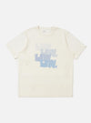The Ecru Single Jersey Multi UW Print Multi UW Print Tee is displayed flat against a plain white background. The short-sleeve T-shirt features a simple crew neck and a prominent four-color graduated UW graphic print on the front.