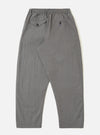 The Mid Grey Linen Slub Weave Oxford Pant is shown from the back, laid flat against a plain white background. The trousers feature an elasticated waistband and two large rear patch pockets. The mid-grey fabric has a visible slubby texture.