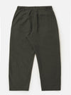 The back of the Olive Marl Tropical Suiting Dutch Pant is shown laid flat against a solid white background. These trousers feature a loose, wide-leg fit and are crafted from a textured olive green marl tropical suiting fabric. The image highlights the rear construction and the wide silhouette of the legs.