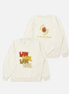 The Ecru Brush Back Sweat FM Raglan Sweatshirt is displayed flat against a plain white background. The image shows both the front and back of the garment, highlighting the raglan sleeves, ribbed crew neck, cuffs, and hem.