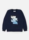 A navy blue Brush Back Sweat FM Raglan Sweatshirt is shown laid flat against a plain white background. The garment features raglan sleeves, a classic crew neckline, and ribbed texture on the collar, cuffs, and hem.