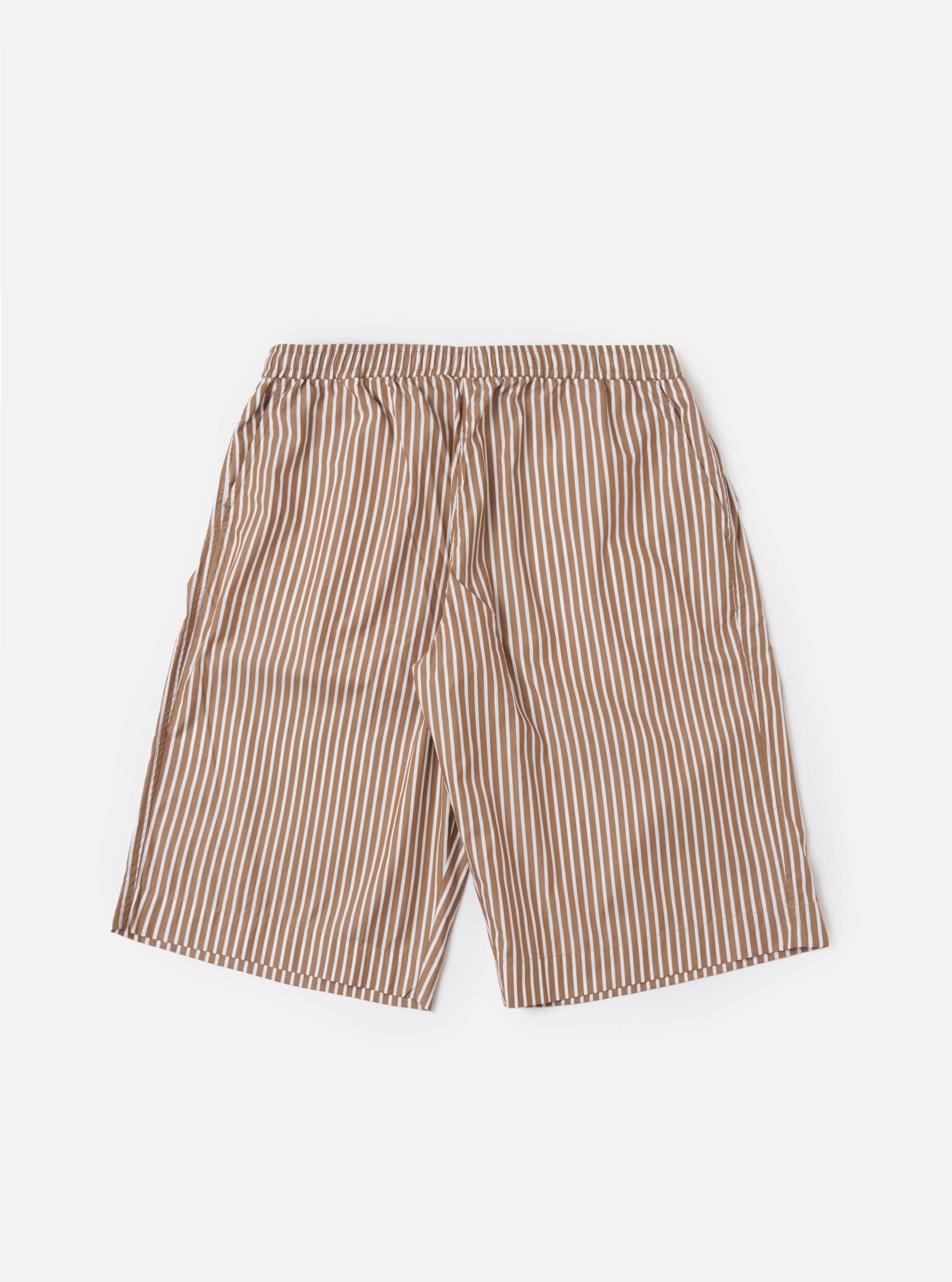 Brown/White Cotton Stripe Vacation Short