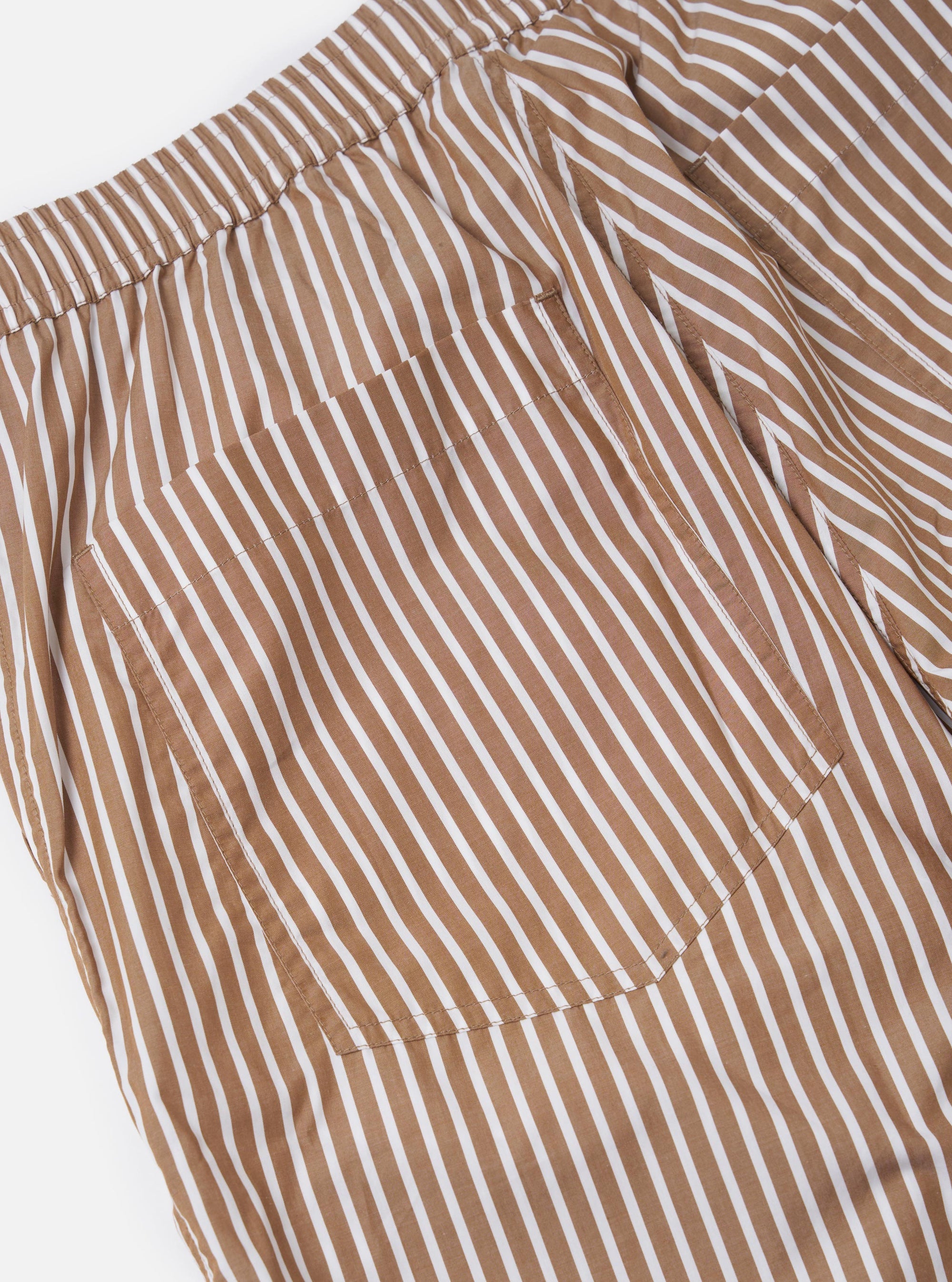 Brown/White Cotton Stripe Vacation Short
