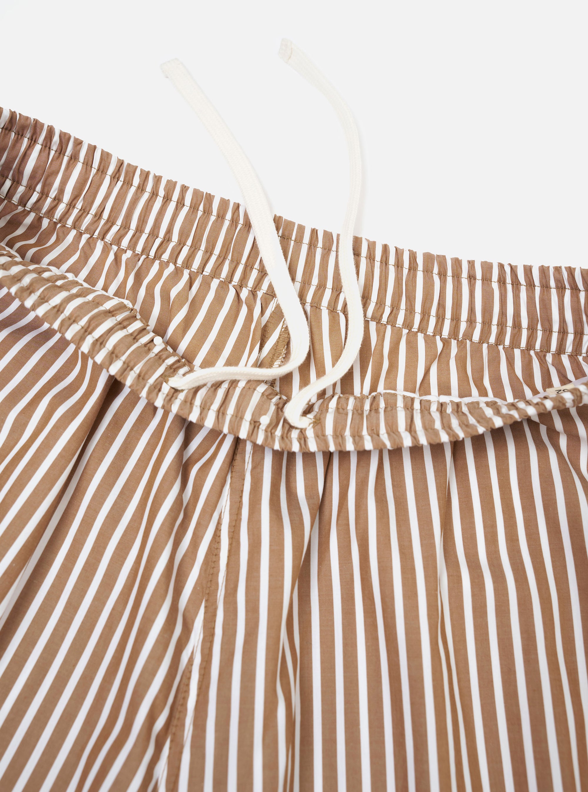 Brown/White Cotton Stripe Vacation Short