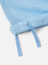 A pair of Pale Blue Linen Cotton Shirting Parachute Pants is displayed from a rear view, focusing on the waistband and the lightweight, textured fabric. The garment is laid flat against a plain white background.