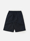 A pair of Navy Broadcloth Vacation Shorts is shown laid flat against a plain white background. The shorts feature a deep navy blue cotton fabric, an elasticated waistband with a drawstring, and a relaxed, straight-leg silhouette.