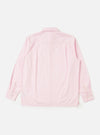 The Pale Pink Broadcloth Lucky Shirt is shown from the back, laid flat against a solid white background. The image highlights the back yoke and a central box pleat designed for a relaxed fit. The lightweight pale pink broadcloth fabric is the prominent feature of the garment.