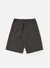 A pair of brown marl tropical suiting vacation shorts is displayed flat against a plain white background. The shorts feature an elasticated waistband with a button closure, side slip pockets, and a relaxed, straight-leg fit.