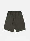 A pair of Olive Marl Tropical Suiting Vacation Shorts is displayed flat against a plain white background. The shorts feature an elasticated waistband with a drawstring, side pockets, and a relaxed, straight-leg fit.