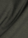 A detailed close-up fabric swatch of the Olive Marl Tropical Suiting Ewan Shirt. The image highlights the textured olive green marl weave and the fine detail of the polyester and wool blend material.