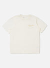An ecru-colored Ecru Single Jersey Wish Wish You Were Here Tee is displayed flat against a plain white background. The short-sleeved t-shirt features a crew neck and a small graphic print on the left chest.