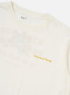 The Ecru Single Jersey Wish Wish You Were Here Tee is shown from the back, laid flat against a plain white background. The image prominently features a large "Wish You Were Here" printed graphic centered on the back, accompanied by a hand-embroidered floral spray overlay. The t-shirt has a straight hem and short sleeves.
