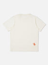 An Ecru Single Jersey Trail Trail To Hotel Delux Tee is displayed from the back, laid flat against a solid white background. The image highlights the short-sleeve construction, a clean straight hem, and a self-bound crew neck.