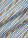 A close-up, square fabric swatch of the Pale Blue OS Stripe Jersey Vacation Polo highlights a detailed pattern of very thin, horizontal light blue and white stripes. The image focuses on the texture of the soft jersey cotton material.